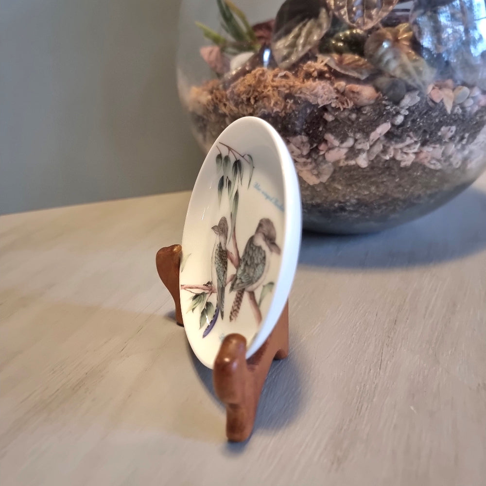 Dan Samuels Australia fine bone china dish with Blue-winged Kookaburra illustration, The Natures Beauty collection, in original box