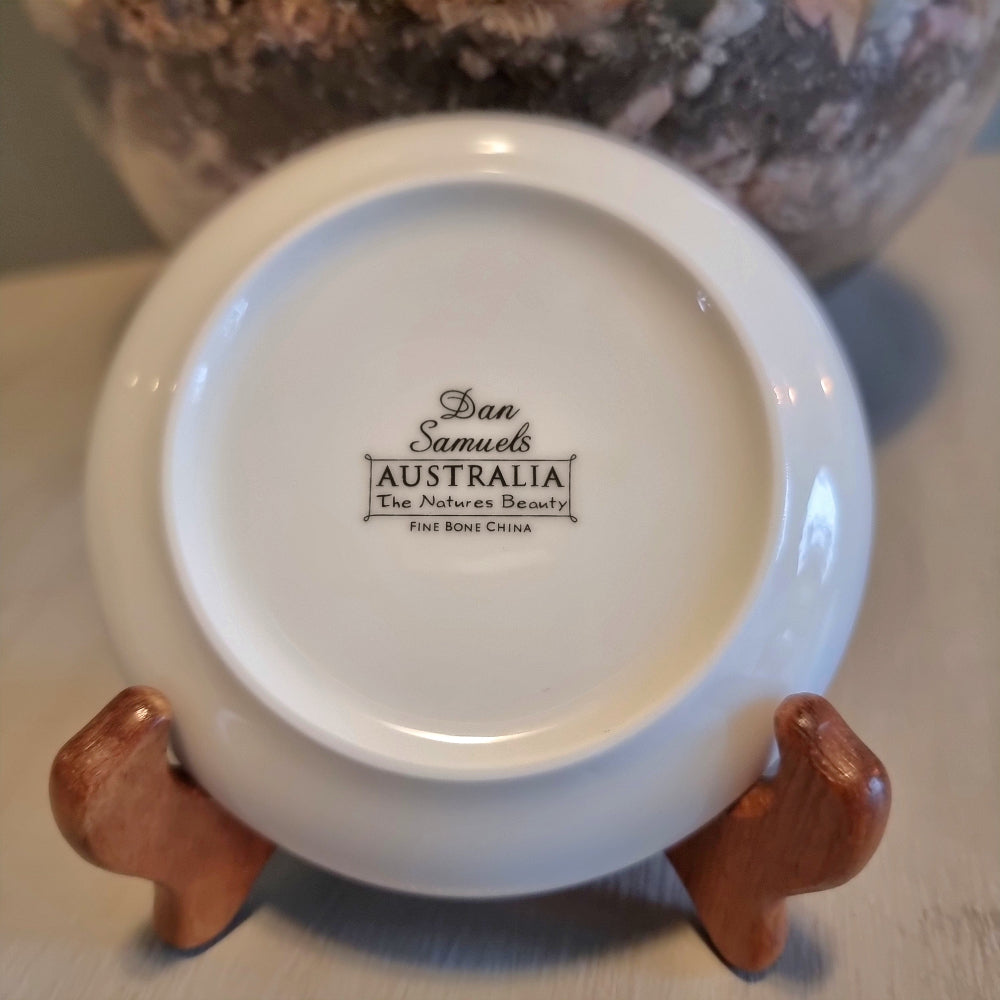 Dan Samuels Australia fine bone china dish with Blue-winged Kookaburra illustration, The Natures Beauty collection, in original box