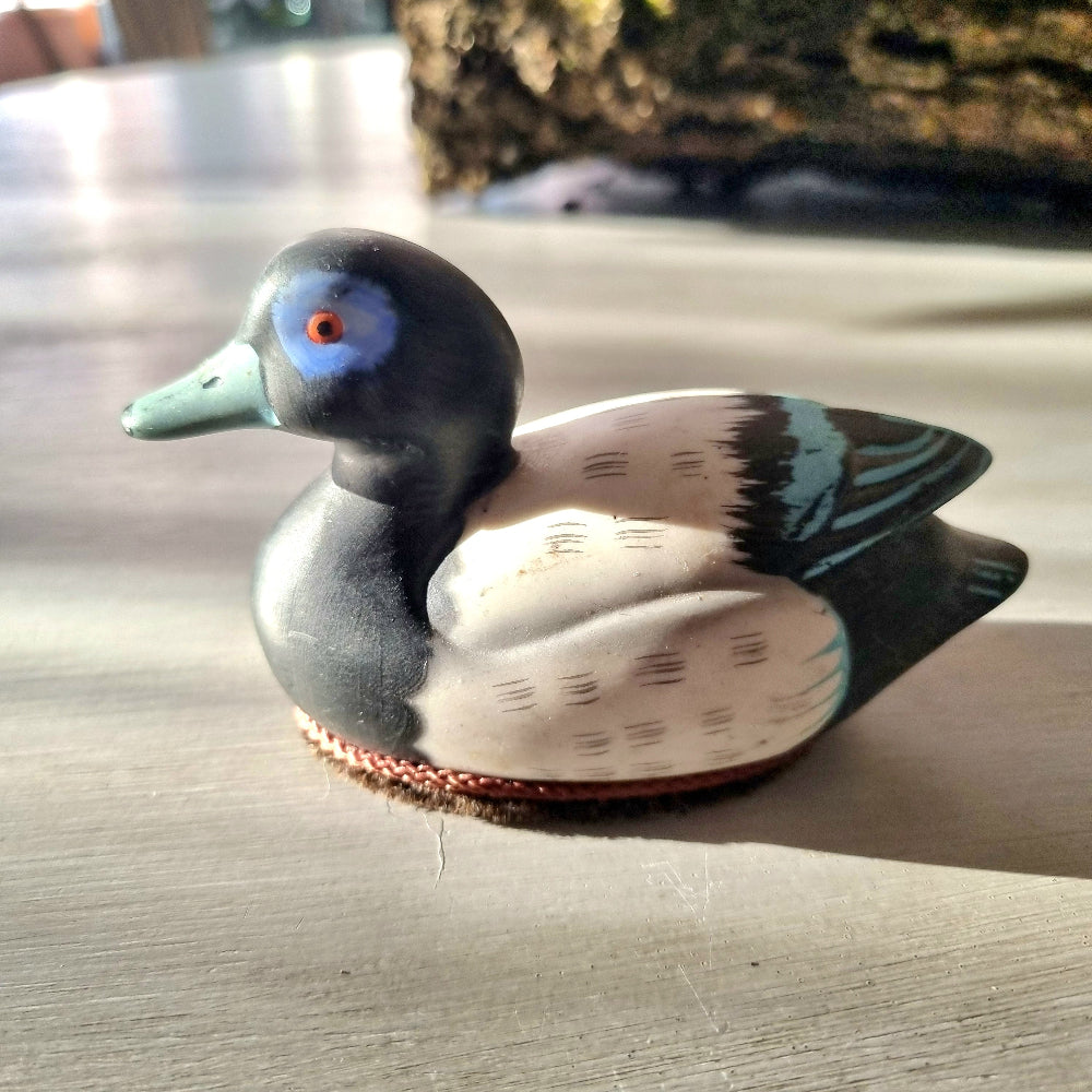 Jasco ceramic duck lint brush with bristle base and blue-ringed eye detail