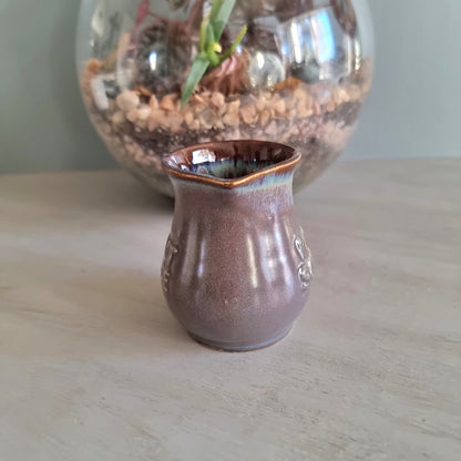 Vintage Clay Craft New Zealand pottery jug with "Mint Sauce" lettering and drip glaze finish