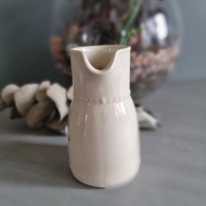 Vintage cream ceramic jug with pink floral design