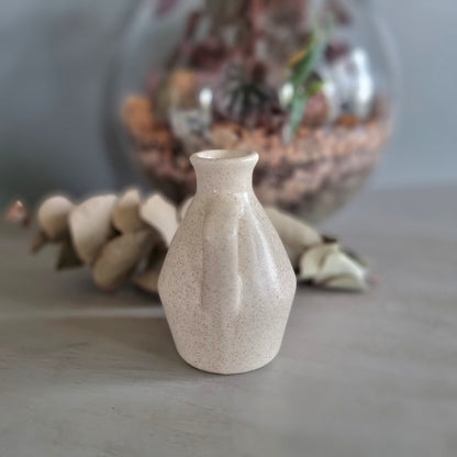 Vintage speckled cream ceramic jug with red maple leaf design