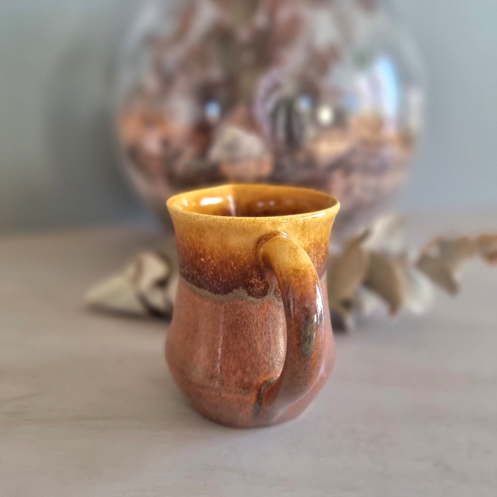 Studio pottery brown glazed jug creamer with pouring spout and handle