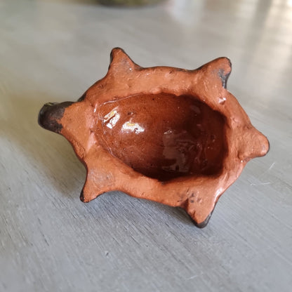 Ceramic turtle trinket dish with a geometric shell pattern