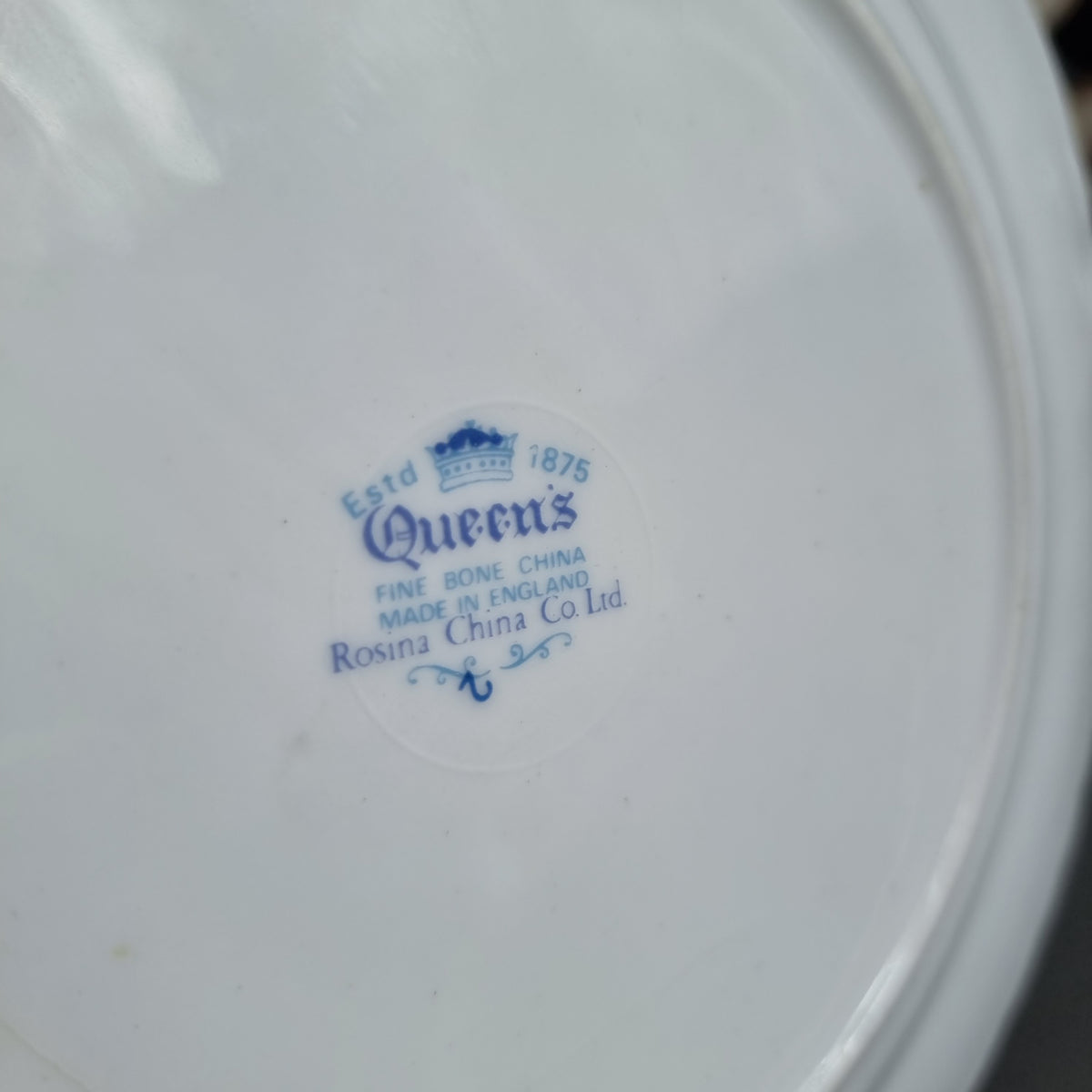 Vintage Queen's fine bone china plate with a leaping stag, golden tree and white embossed leaf border