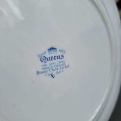 Vintage Queen's fine bone china plate with a leaping stag, golden tree and white embossed leaf border