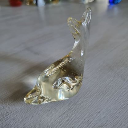 Vintage blown glass whale figurine