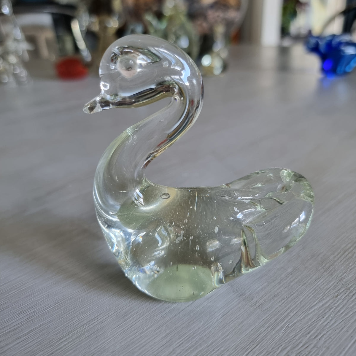 Clear glass swan or duck figurine