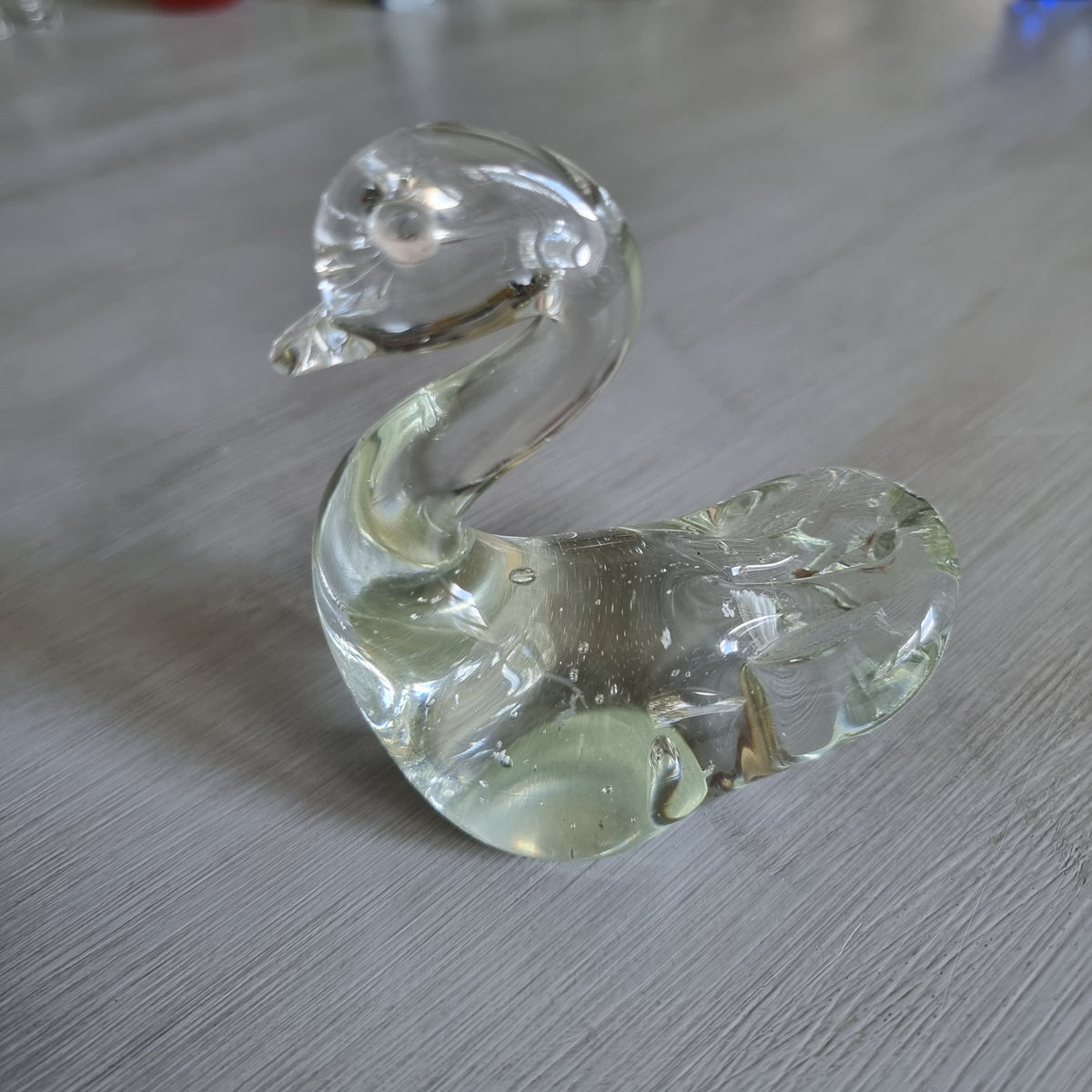 Clear glass swan or duck figurine