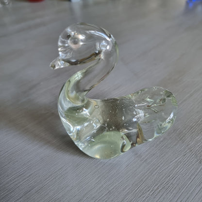 Clear glass swan or duck figurine