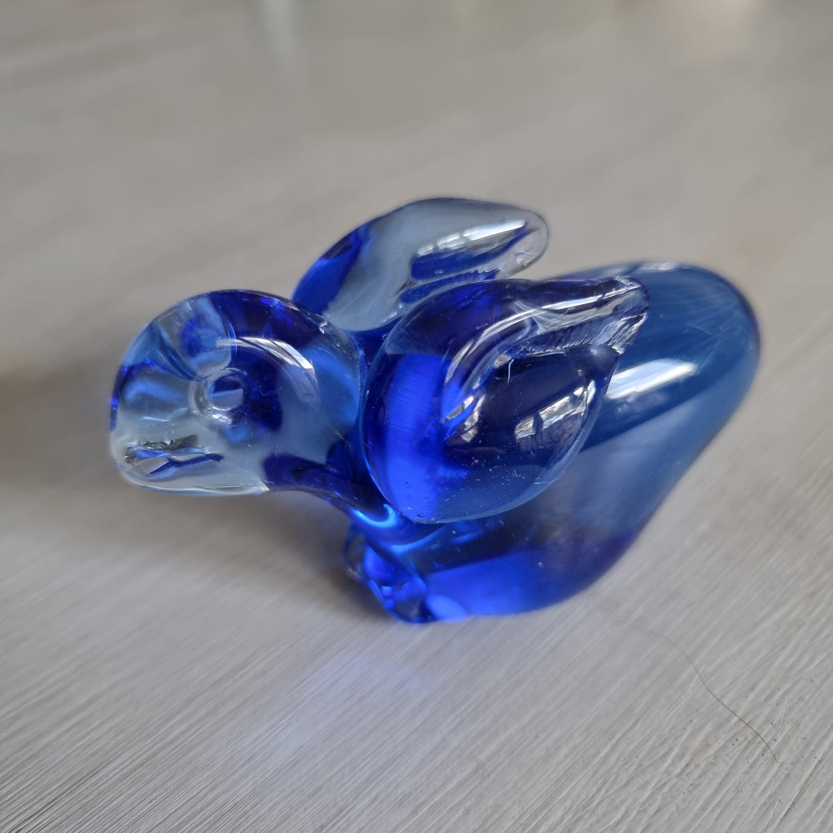 Cobalt blue glass ornament, rabbit or bird form