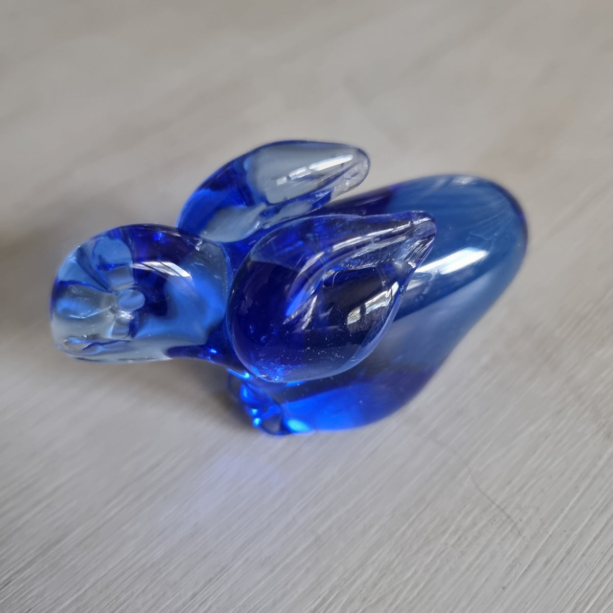 Cobalt blue glass ornament, rabbit or bird form