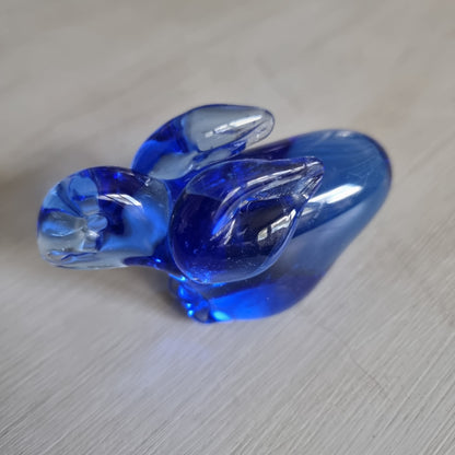 Cobalt blue glass ornament, rabbit or bird form