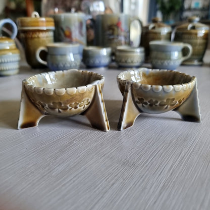 Pair of vintage Wade Irish porcelain salt dishes with shamrock decoration