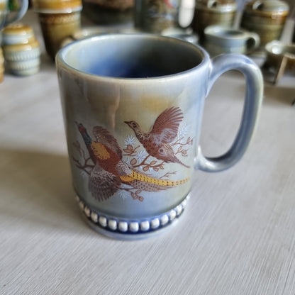 Vintage Wade Irish porcelain mug with two pheasants in flight