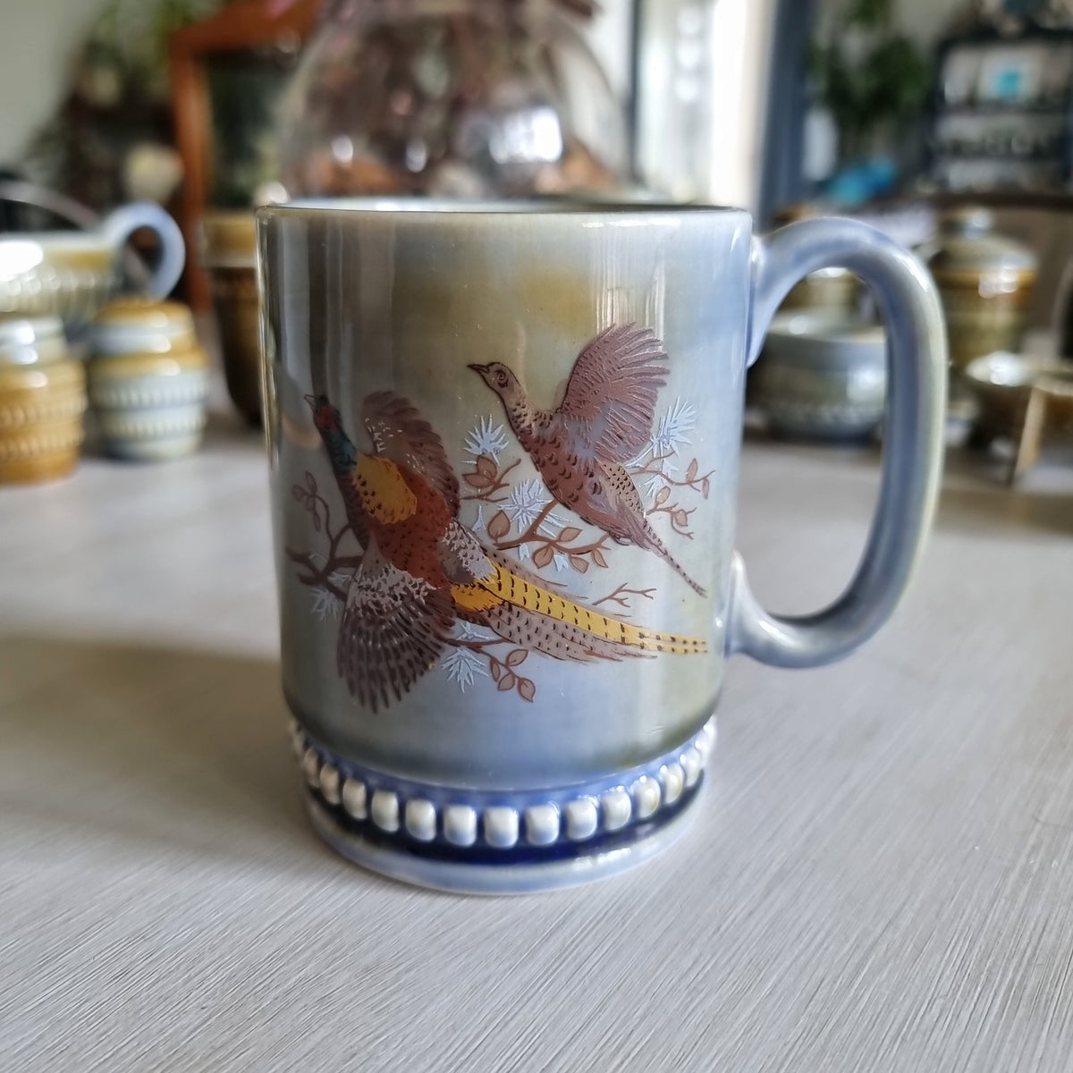 Vintage Wade Irish porcelain mug with two pheasants in flight