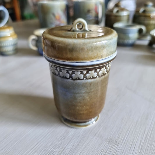 Vintage Wade Irish porcelain shamrock egg coddler with original paper instruction tag