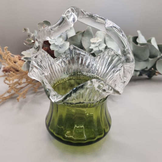 Lovely art glass basket vase