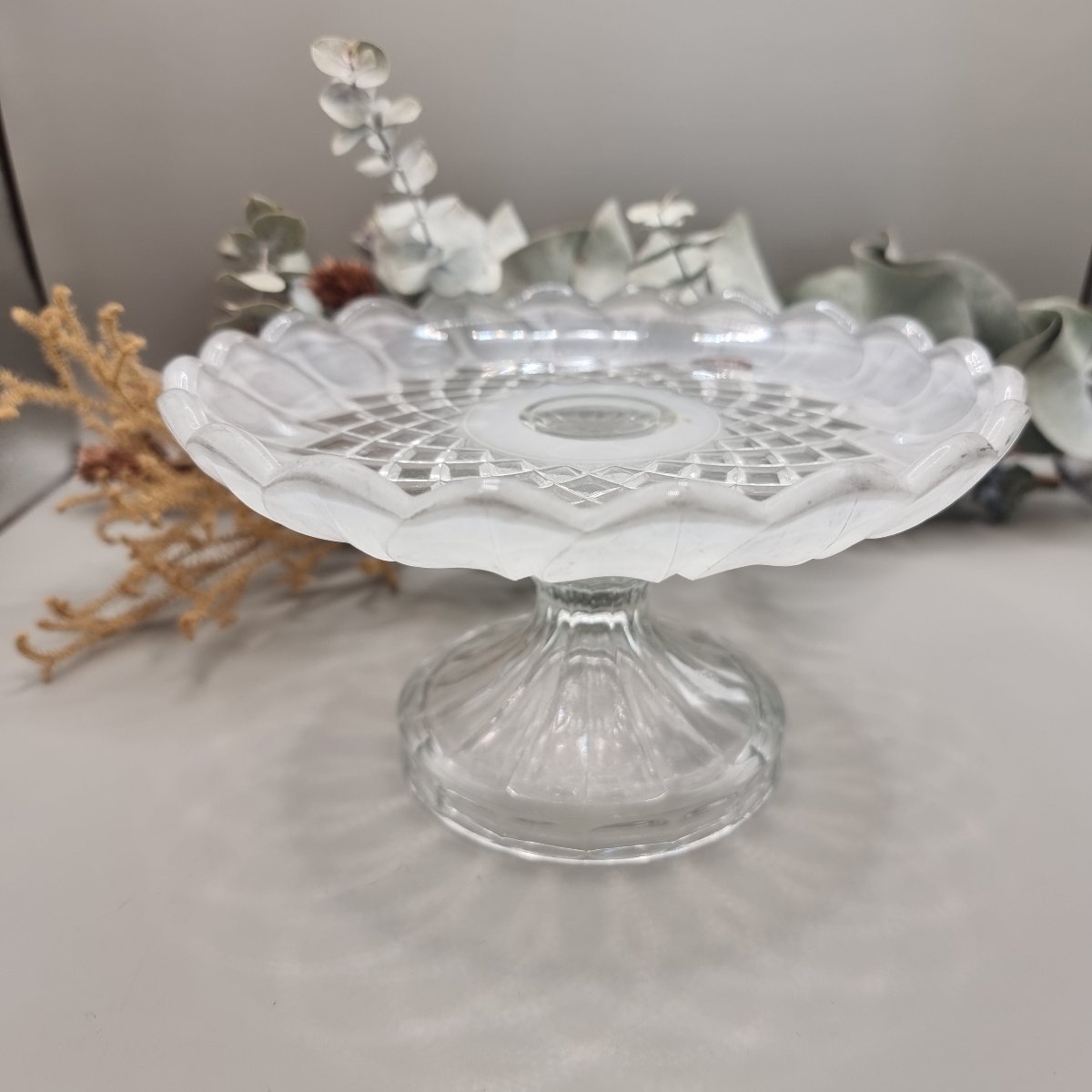 Stolzle Oberglass Styria Austrian cut glass cake stand 12cm