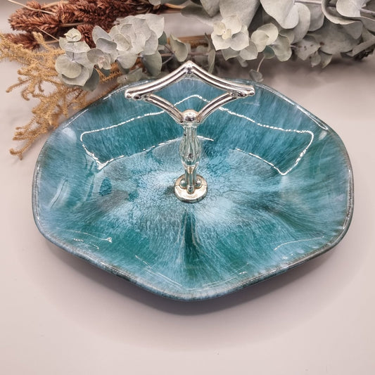 Vintage Blue Mountain Pottery serving tray dish with handle