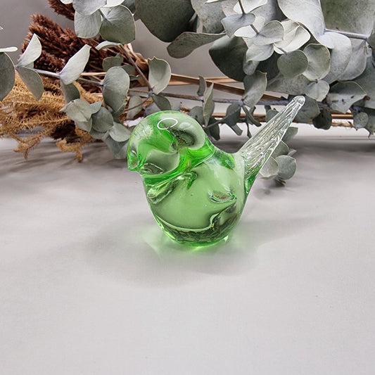 Vintage art glass green bird