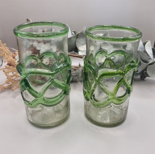 Vintage art glass vine tumblers or vases