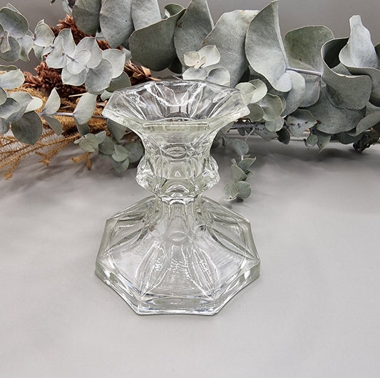 Vintage glass candle holder 9cm